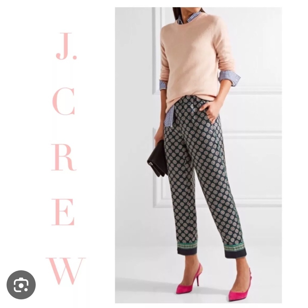 J Crew Silk Foulard Medallion Cropped Pant Size 4 - Picture 7 of 8